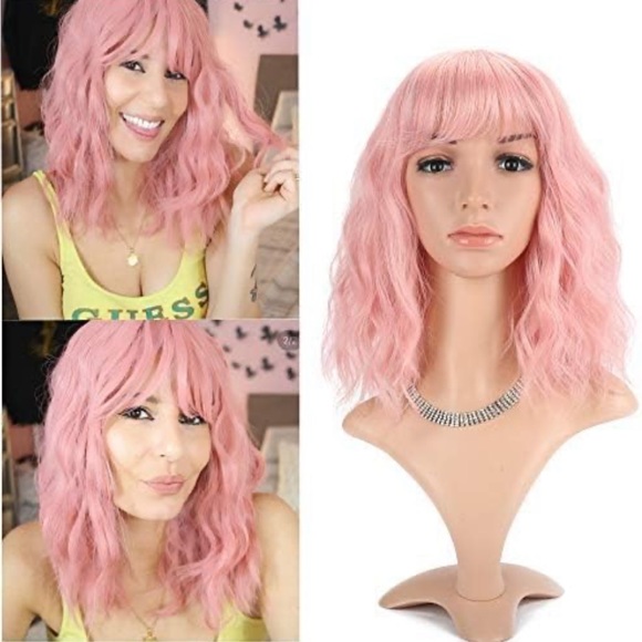 Pastel Bright Pink Wig - Picture 3 of 6